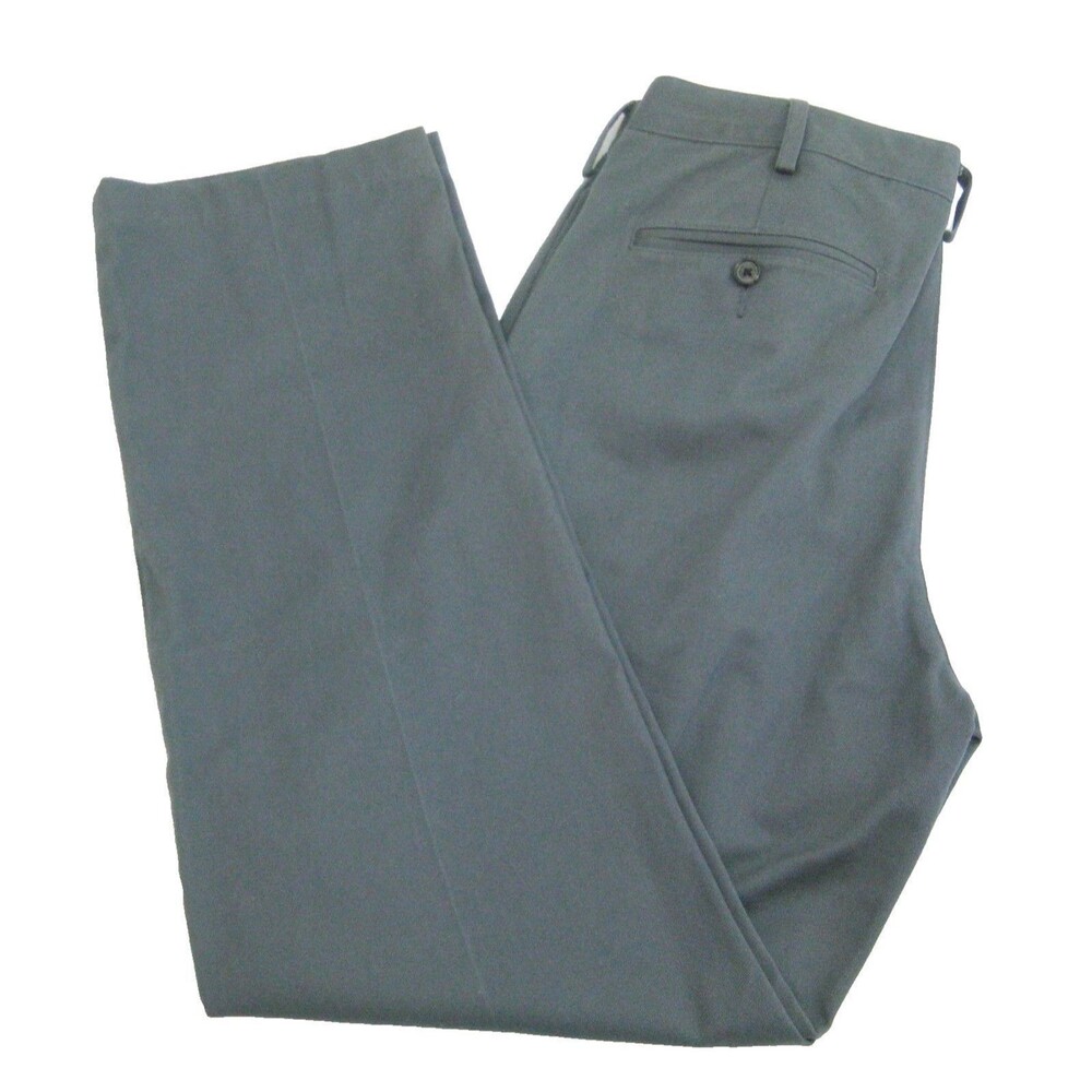 LANDS' END Men's (Size 32x32) Gray Flat Front Chino Pants 4 Pockets Zipper Fly